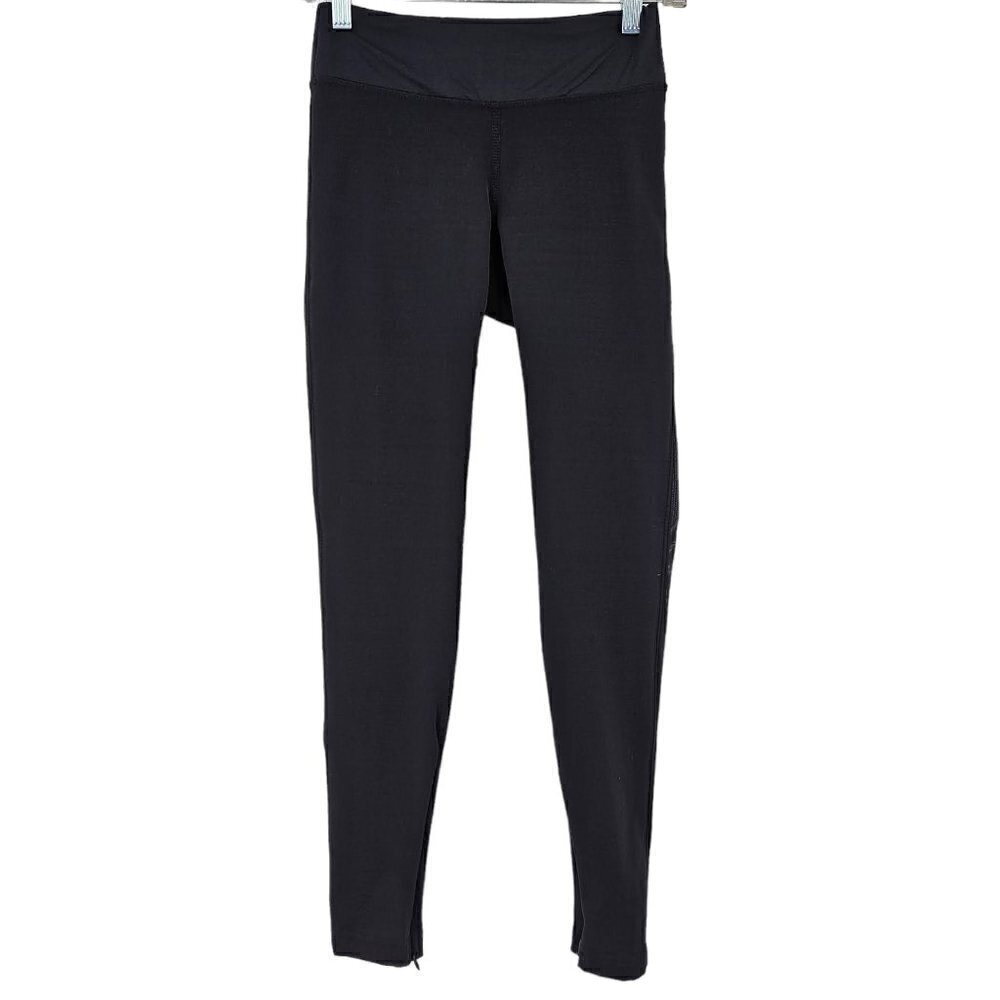 ALALA Black Mesh Zip Ankle Tights Women's S Activewear Athleisure Lounge Wear